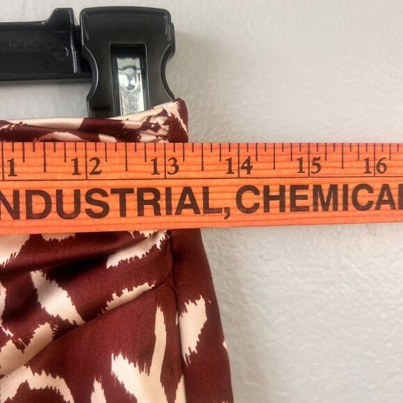 ZARA's Floral Brown/Tan/Red Satin-Effect Midi Straight Skirt Front Slit Size XS - Picture 10 of 10